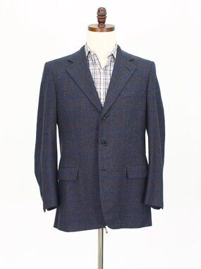 Brioni 40R Blue Blazer Sport Coat Jacket 3-Button Check Y429